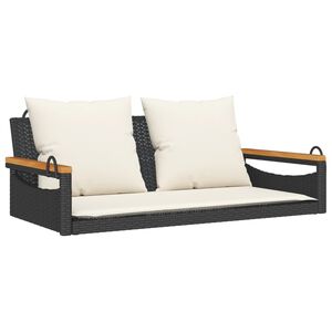 vidaXL Bancă de balansoar cu perne, negru, 109x62x40 cm, poliratan