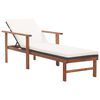 vidaXL Șezlong cu pernă, negru, poliratan și lemn masiv de acacia