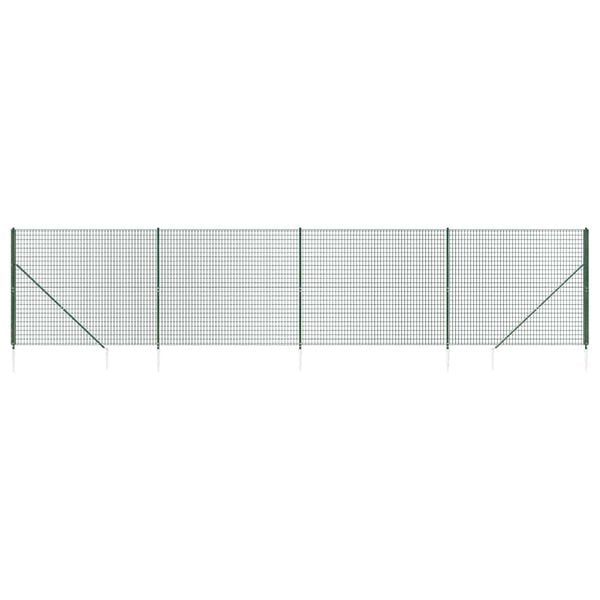 vidaXL Gard plasă de s&acirc;rmă cu țăruși de fixare, verde, 1,6x10 m