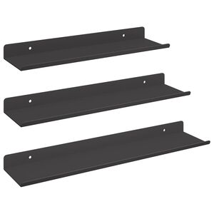vidaXL Raft suspendat Pe perete 3 pcs Negru 40 x 9 x 2,5 cm Oțel