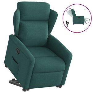 vidaXL Fotoliu electric rabatabil cu ridicare, verde &icirc;nchis, textil