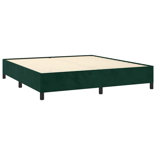 vidaXL Pat box spring cu saltea, verde &icirc;nchis, 180x200 cm, catifea