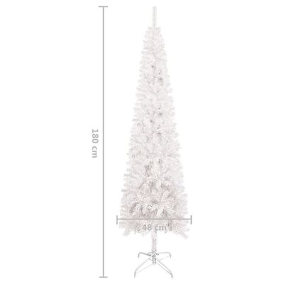 vidaXL Brad de Crăciun pre-iluminat slim, set globuri, alb, 180 cm