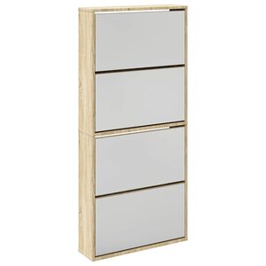 vidaXL Pantofar cu 4 niveluri și oglindă, stejar, 63 x 17 x 134 cm
