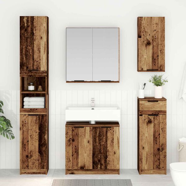 vidaXL Set de mobilier pentru baie 3 pcs Lemn vechi Lemn compozit