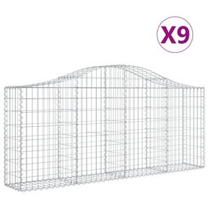 vidaXL Coșuri gabion arcuite 9 buc, 200x30x80/100cm, fier galvanizat
