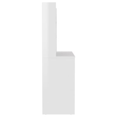 vidaXL Masă de machiaj cu lumini LED, alb lucios, 100x40x135 cm, MDF