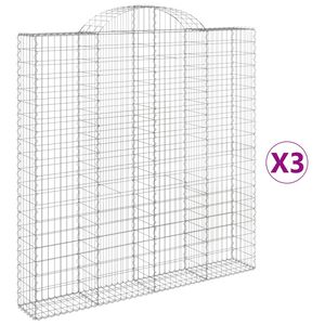 vidaXL Coșuri gabion arcuite 3 buc. 200x30x200/220 cm fier galvanizat