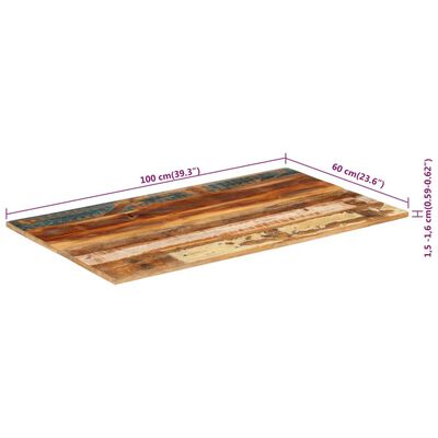 vidaXL Blat de masă, 100x60x(1,5-1,6) cm, lemn masiv reciclat