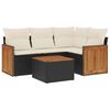 vidaXL Set mobilier de grădină cu perne, 5 piese, negru, poliratan