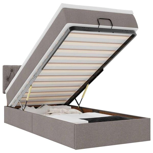 vidaXL Cadru de pat otoman cu saltea Taupe 80x200cm Material