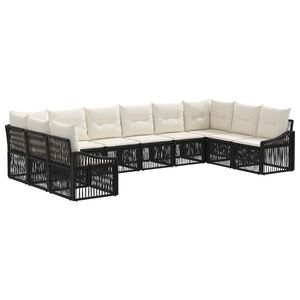 vidaXL Set de canapele pentru grădină 10 buc. Negru poliratan