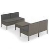 vidaXL Set mobilier de grădină cu perne, 5 piese, gri, poliratan