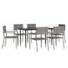 vidaXL Set mobilier de grădină, 7 piese, gri&negru, poliratan și oțel
