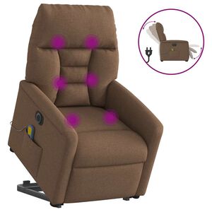 vidaXL Fotoliu electric de masaj rabatabil cu ridicare, maro, textil
