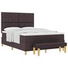 vidaXL Pat cu arcuri cu headboard Maro &icirc;nchis 200 x 140 cm țesătură