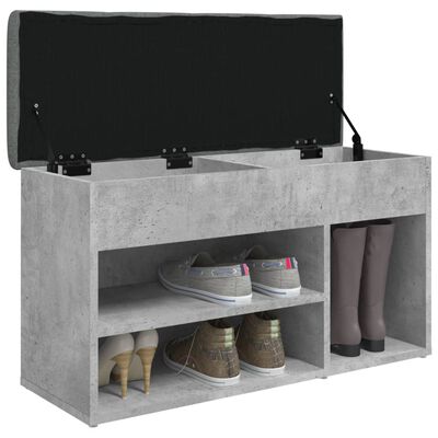 vidaXL Bancă de pantofi, gri beton, 82x32x45,5 cm, lemn prelucrat
