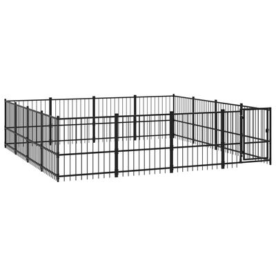 vidaXL Padoc pentru câini de exterior, 15,05 m², oțel