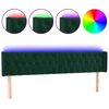 vidaXL Tăblie de pat cu LED, verde &icirc;nchis, 183x16x78/88 cm, catifea