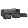 vidaXL Set mobilier de grădină cu perne, 4 piese, poliratan, gri