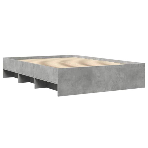 vidaXL Cadru de pat, gri beton, 120x190 cm, lemn prelucrat