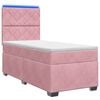 vidaXL Pat boxspring cu saltea cu benzi LED Roz 90 x 200 cm Catifea