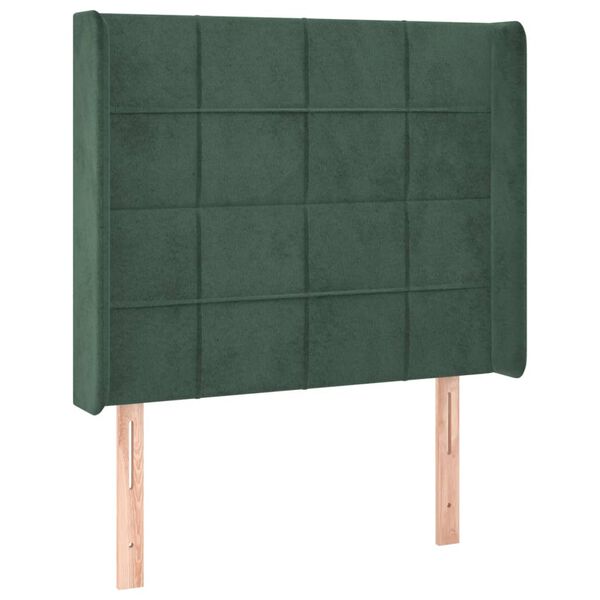 vidaXL Tăblie de pat cu LED, verde &icirc;nchis, 103x16x118/128 cm, catifea
