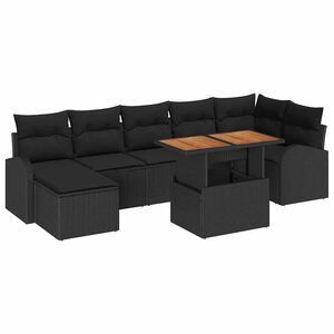 vidaXL Set de canapele pentru grădină 8 pcs Negru Rattan poli