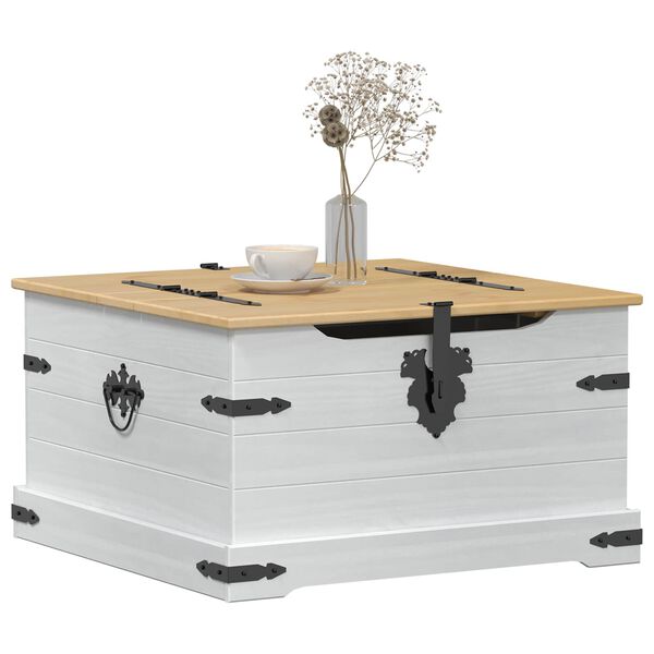 vidaXL storage box cu raft Alb 78 x 78 x 45 cm Lemn de pin masiv