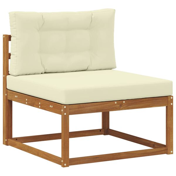 vidaXL Set de canapele de exterior cu pernă 11 pcs Natural și Crem