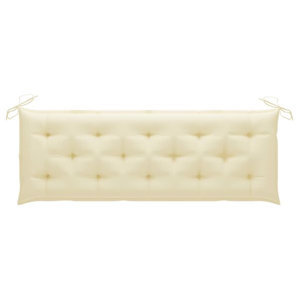 vidaXL Bancă Batavia cu pernă alb crem, 150 cm, lemn masiv de tec