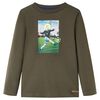 vidaXL Tricou pentru copii cu m&acirc;neci lungi, kaki, 104