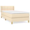 vidaXL Pat box spring cu saltea, crem, 80x200 cm, textil