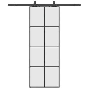 vidaXL Ușă glisantă cu set de feronerie neagră 76x205 cm Sticlă ESG