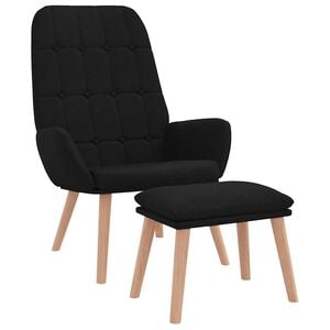 vidaXL Scaun de relaxare cu taburet, negru, textil
