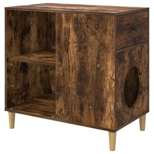 vidaXL Casa pentru pisici Stejar fumuriu 72 x 42.5 x 70 cm