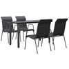 vidaXL Set mobilier de grădină, 5 piese, negru, oțel și textilenă