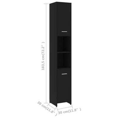 vidaXL Dulap de baie, negru, 30x30x183,5 cm, PAL