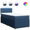 vidaXL Pat box spring cu saltea, albastru, 90x190 cm, textil