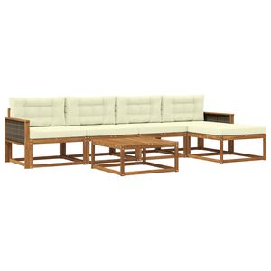 vidaXL Set de canapele de exterior cu pernă 6 pcs Natural și Crem