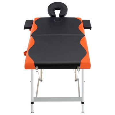 vidaXL Masă pliabilă de masaj, 2 zone, negru și portocaliu, aluminiu