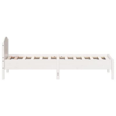 vidaXL Cadru de pat cu tăblie, alb, 90x200 cm, lemn masiv de pin