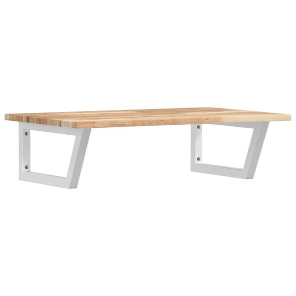 vidaXL Raft pentru lavoar montat pe perete, oțel și lemn masiv acacia