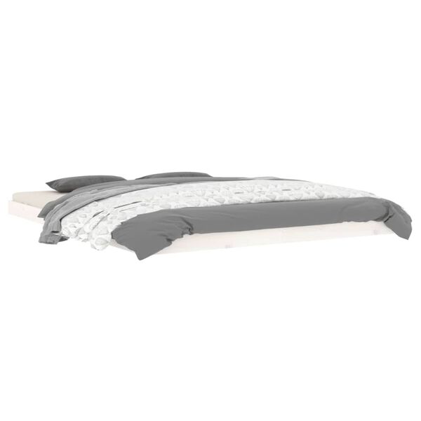 vidaXL Cadru de pat, alb, 160x200 cm, lemn masiv de pin