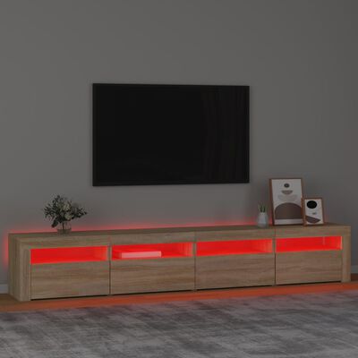 vidaXL Comodă TV cu lumini LED, stejar sonoma, 240x35x40cm