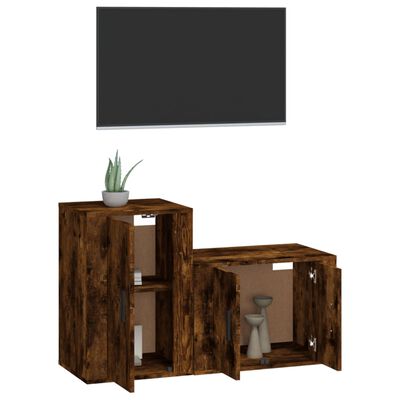 vidaXL Set dulapuri TV, 2 piese, stejar fumuriu, lemn prelucrat