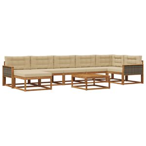 vidaXL Set de canapele de exterior cu pernă 8 pcs Natural și Bej