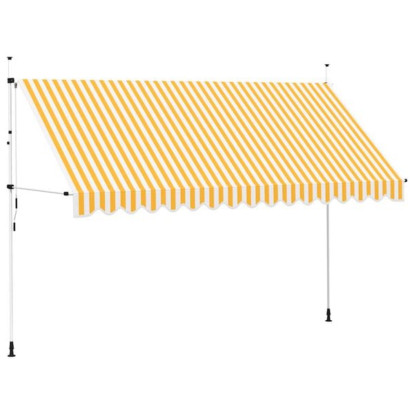vidaXL Copertină retractabilă manual, portocaliu și alb, 400 cm, dungi