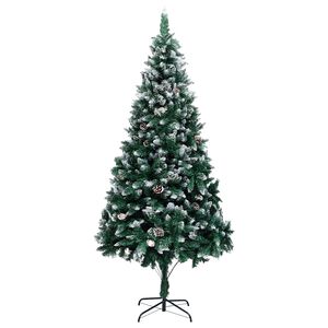 vidaXL Brad de Crăciun artificial cu conuri și zăpadă albă, 240 cm