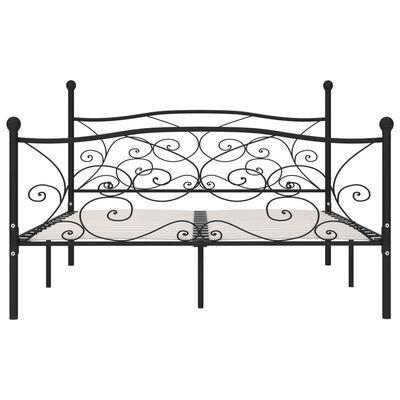 vidaXL Cadru de pat cu bază din șipci, negru, 200 x 200 cm, metal
